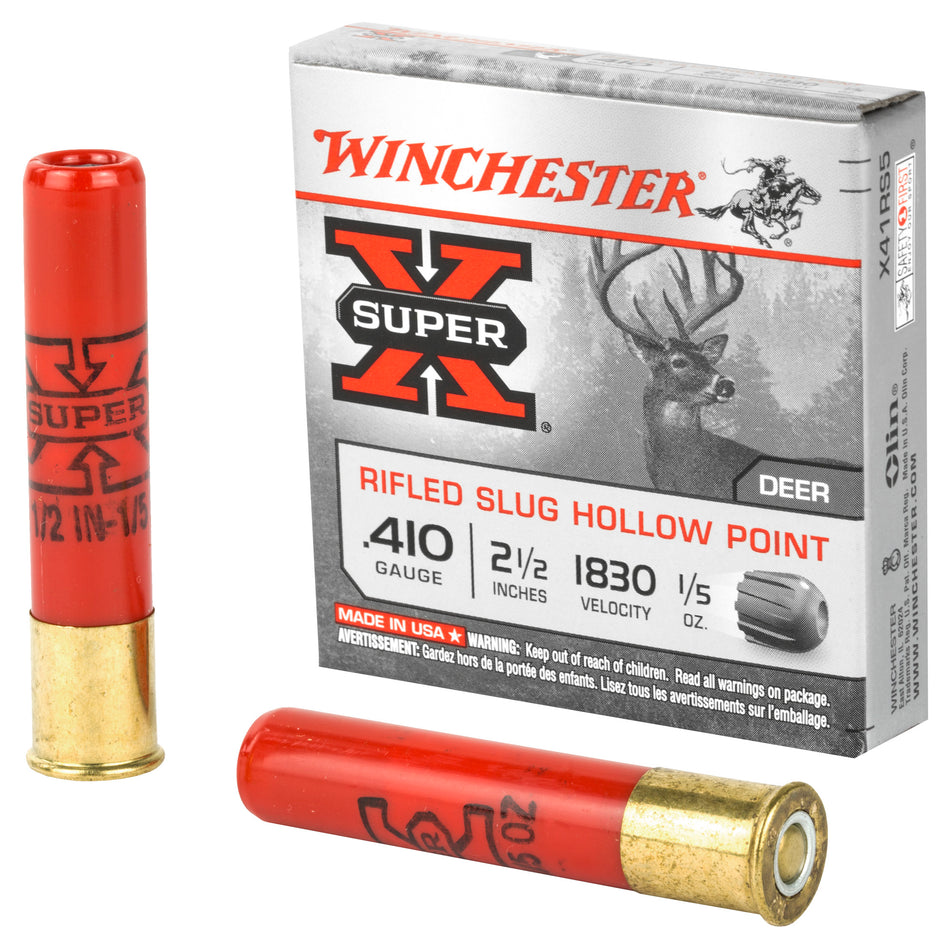 Winchester Super-X Hollow Point Rifled Slug Shotgun Ammo .410 Bore 2.5 in 1/5 oz Slug
