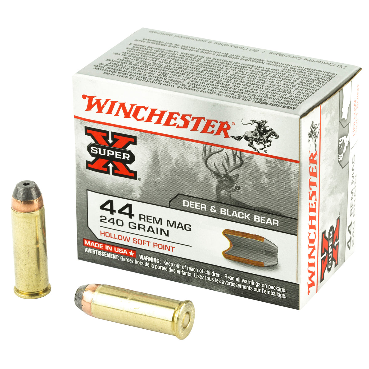 Winchester SUPER-X .44 Magnum 240 grain Hollow Soft Point ammunition