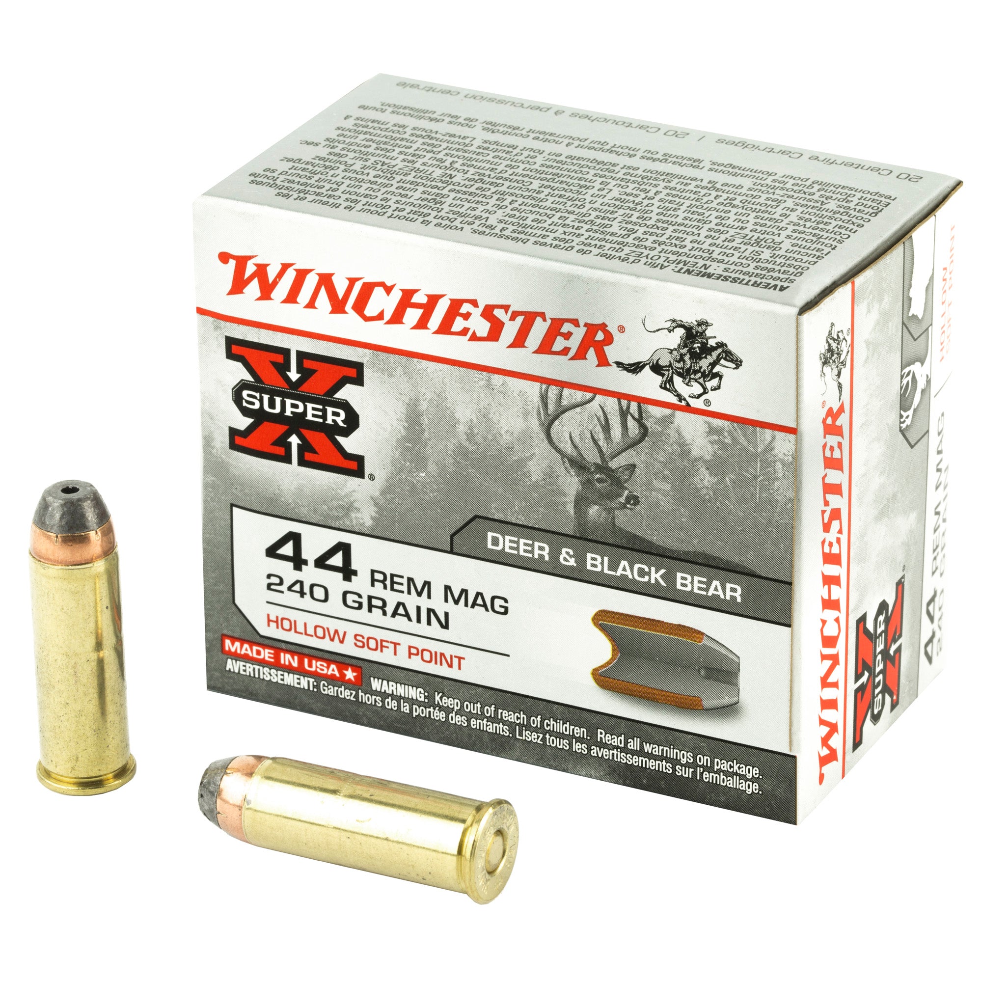 Winchester SUPER-X .44 Magnum 240 grain Hollow Soft Point ammunition