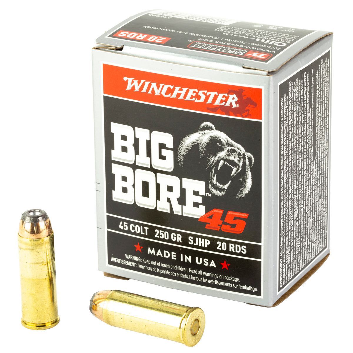 Winchester Ammo Bigbore .45 Colt 250 gr Jacketed Soft Point (JSP)