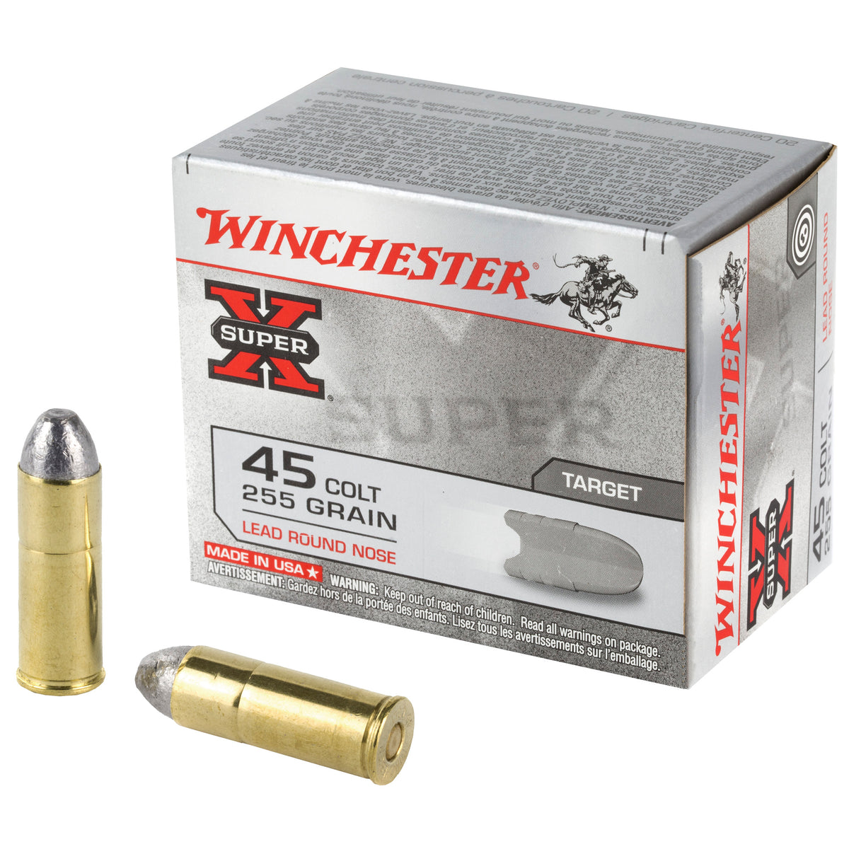 Winchester Super X Lead Round Nose 255 Grain .45 Long Colt 860 fps