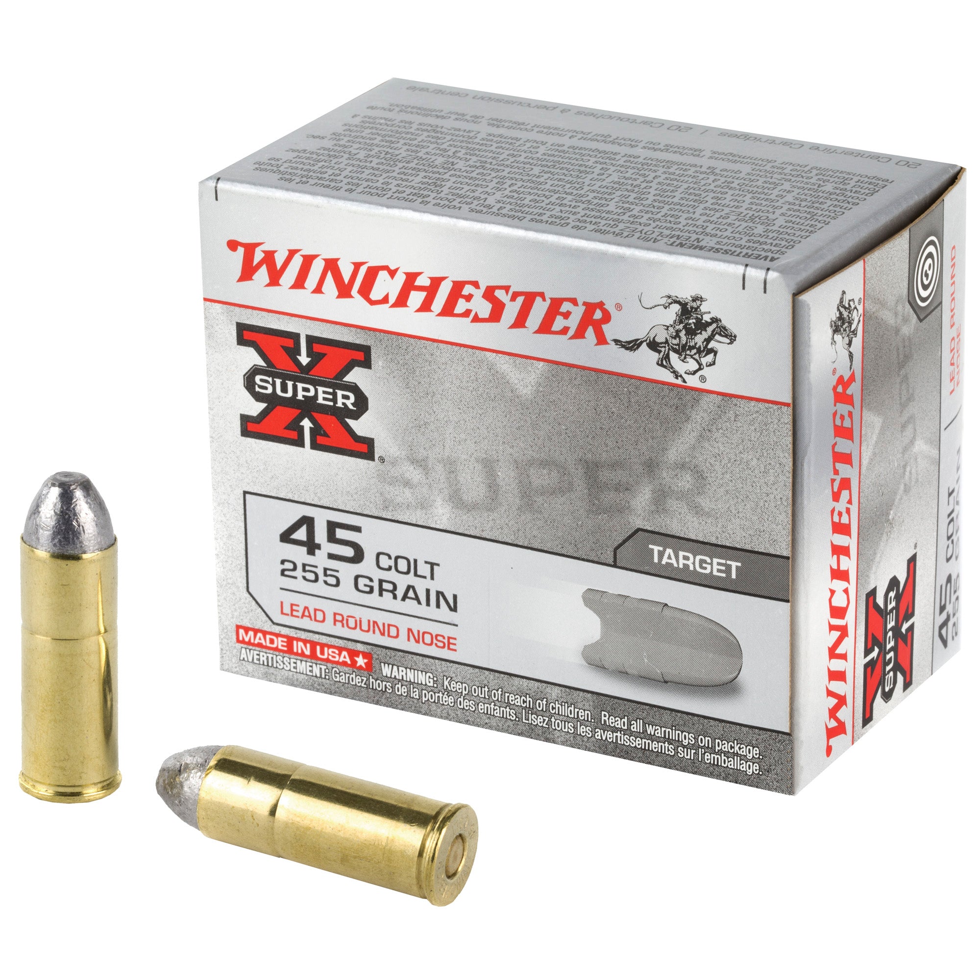 Winchester Super X Lead Round Nose 255 Grain .45 Long Colt 860 fps