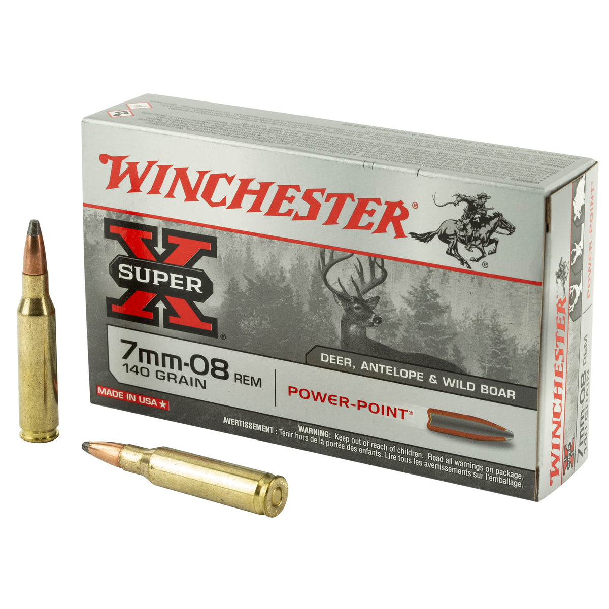 Winchester Super-X Power-Point Pointed Soft Point 140 Grain 7mm-08 Remington 2800 fps