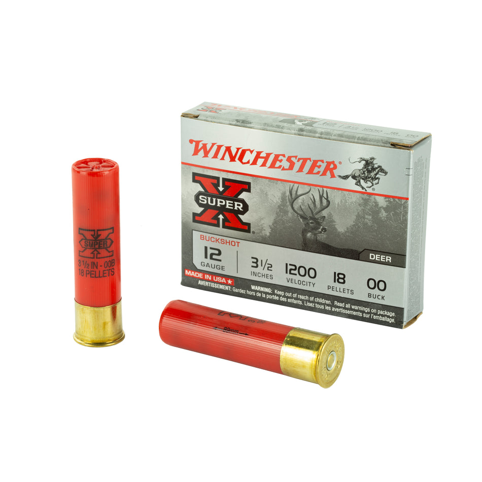 Winchester Super-X 18 Pellets Shotgun Ammo 12 Gauge 3.5 in 2-1/4 oz 00 Buck