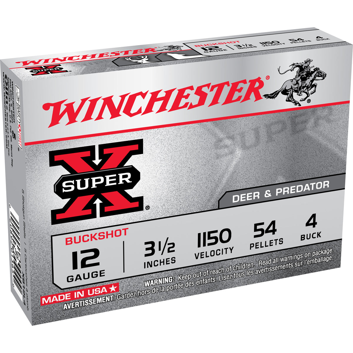 Winchester XB12L4 Super X Buckshot 12 Gauge 3-1/2  #4 Buck 1150 fps