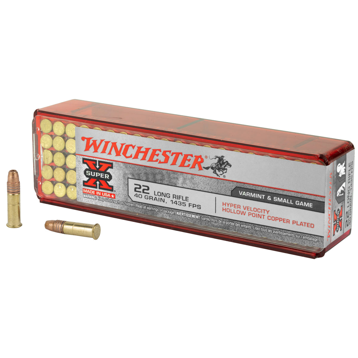 Winchester Hyper Velocity Super X Hyper Velocity Hollow Point Copper Plated 40 Grain .22 Long Rifle 1435 fps