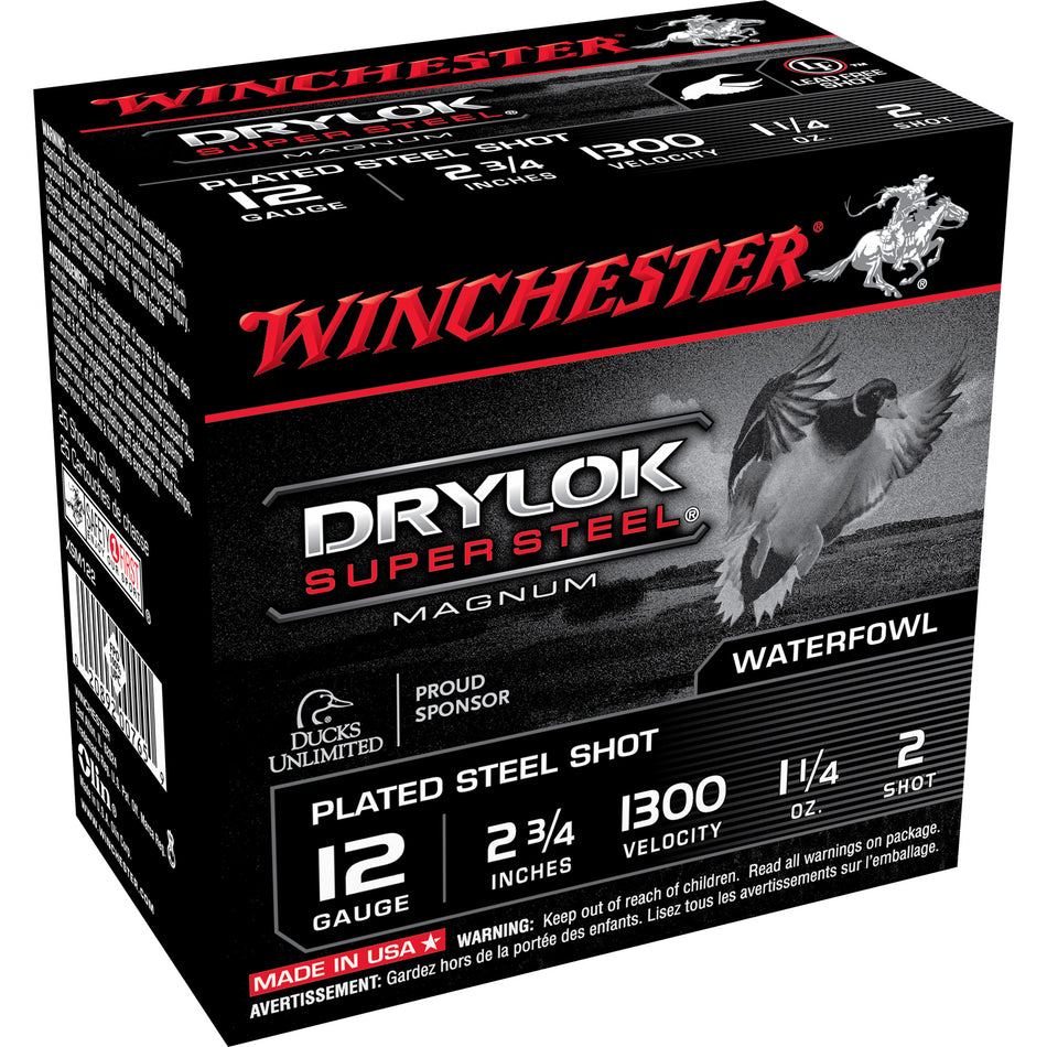 Winchester XSM122 Drylok Super Steel Magnum 12 Gauge 2-3/4 1-1/4oz #2 1300 fps