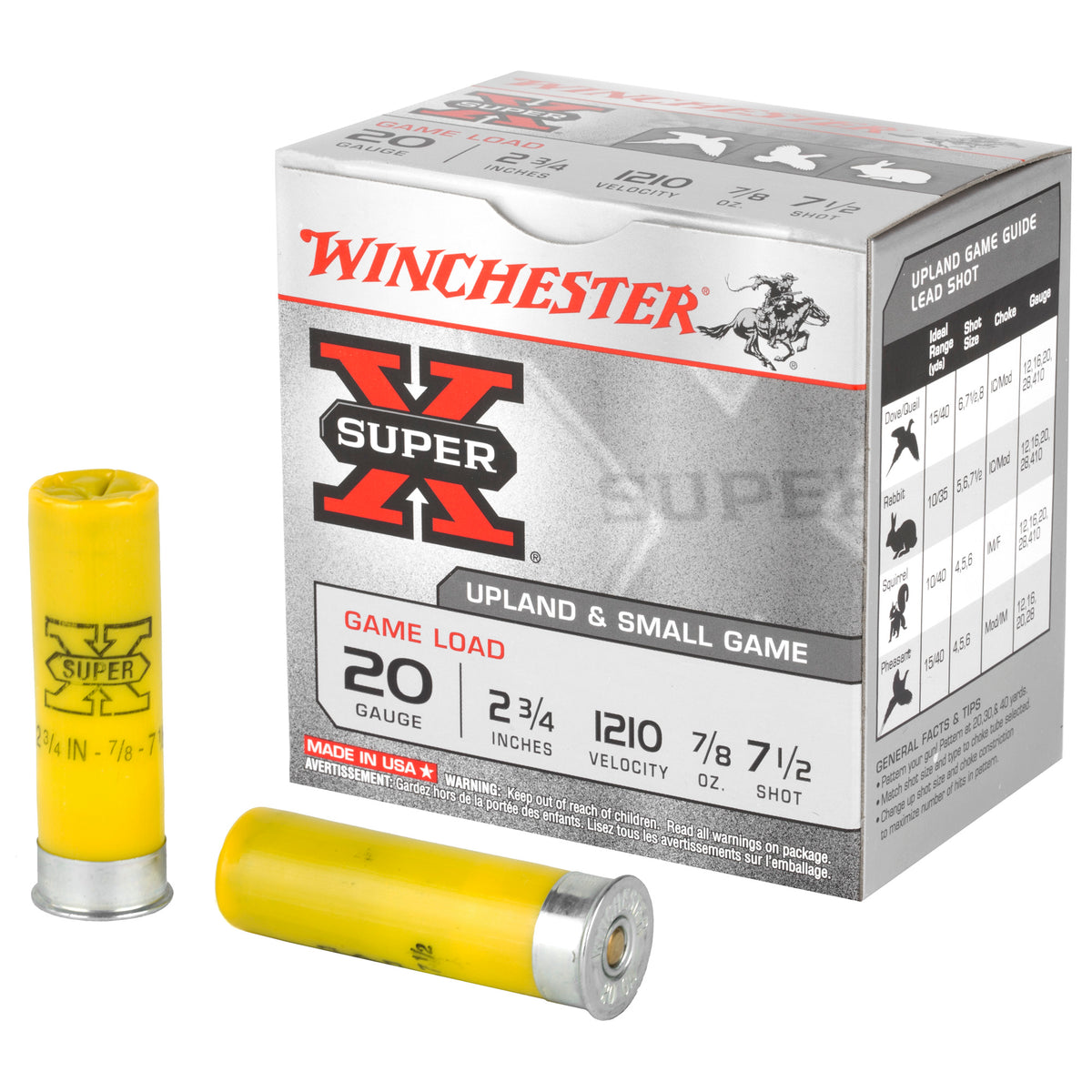 Winchester Super-X Game Load Shotgun Ammo 20 Gauge 2.75 in 7/8 oz #7.5