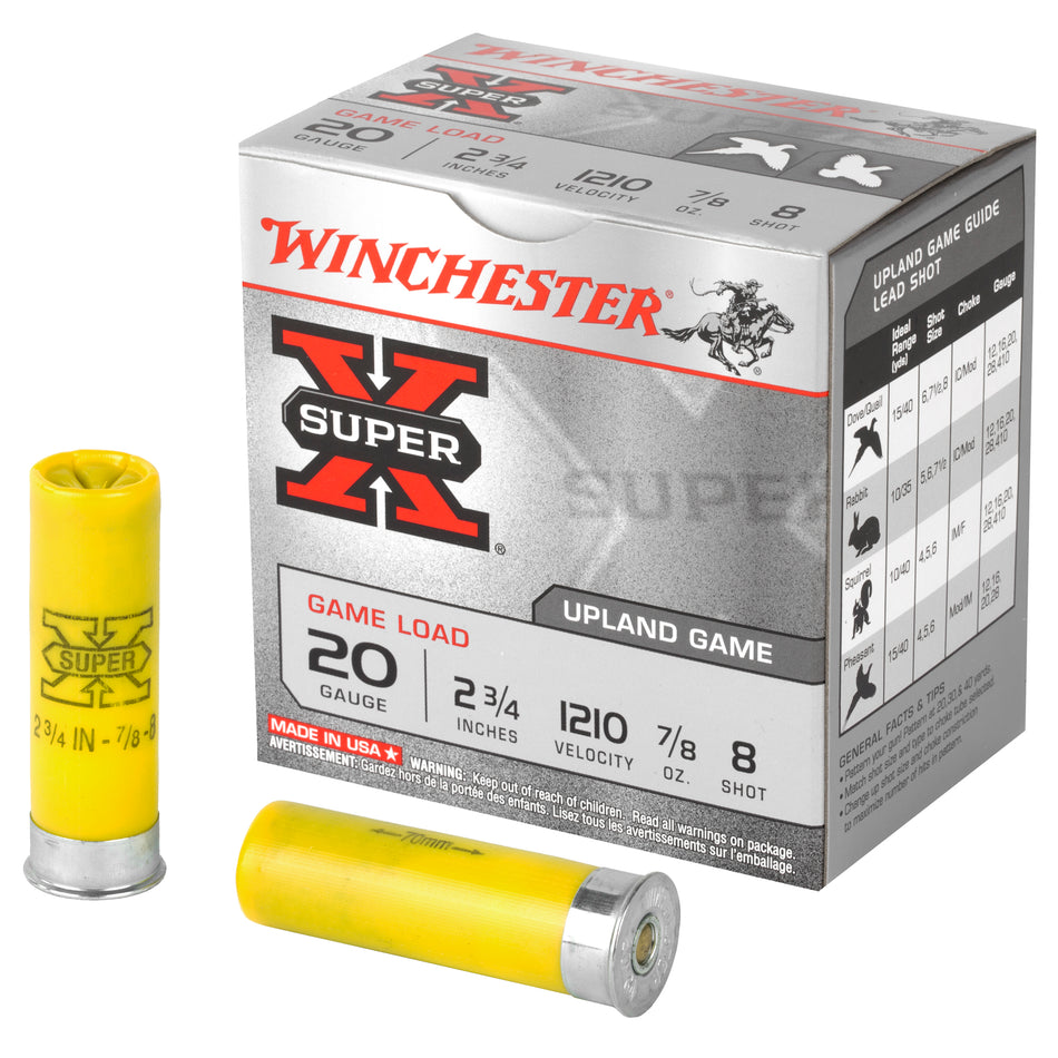 Winchester Super-X Game Load 20 Gauge 2.75 in. 7/8 oz. 8 Shot 25 rd.