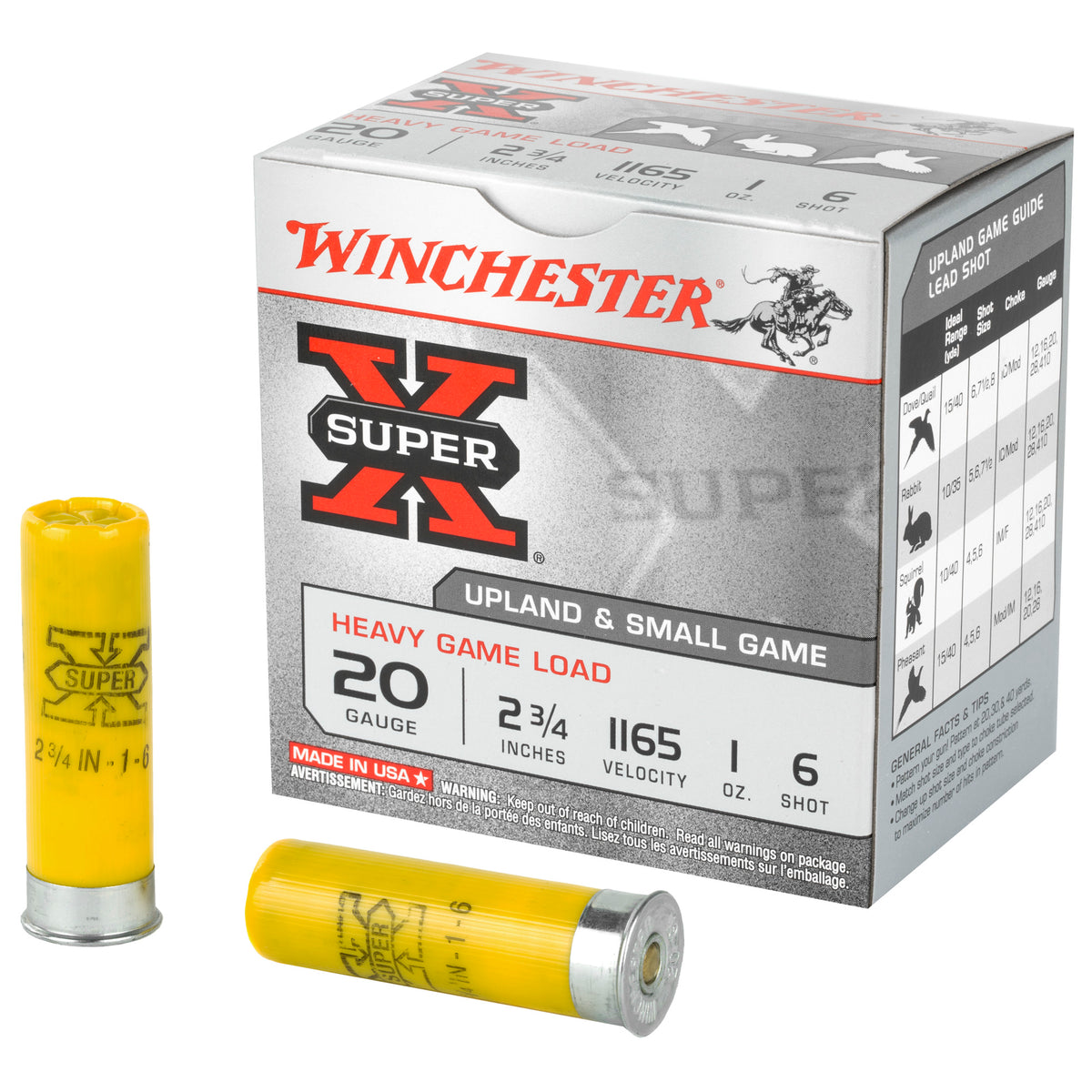 Winchester XU20H6 Super X Heavy Game Load 20 Gauge 2-3/4 1oz #6 1165 fps
