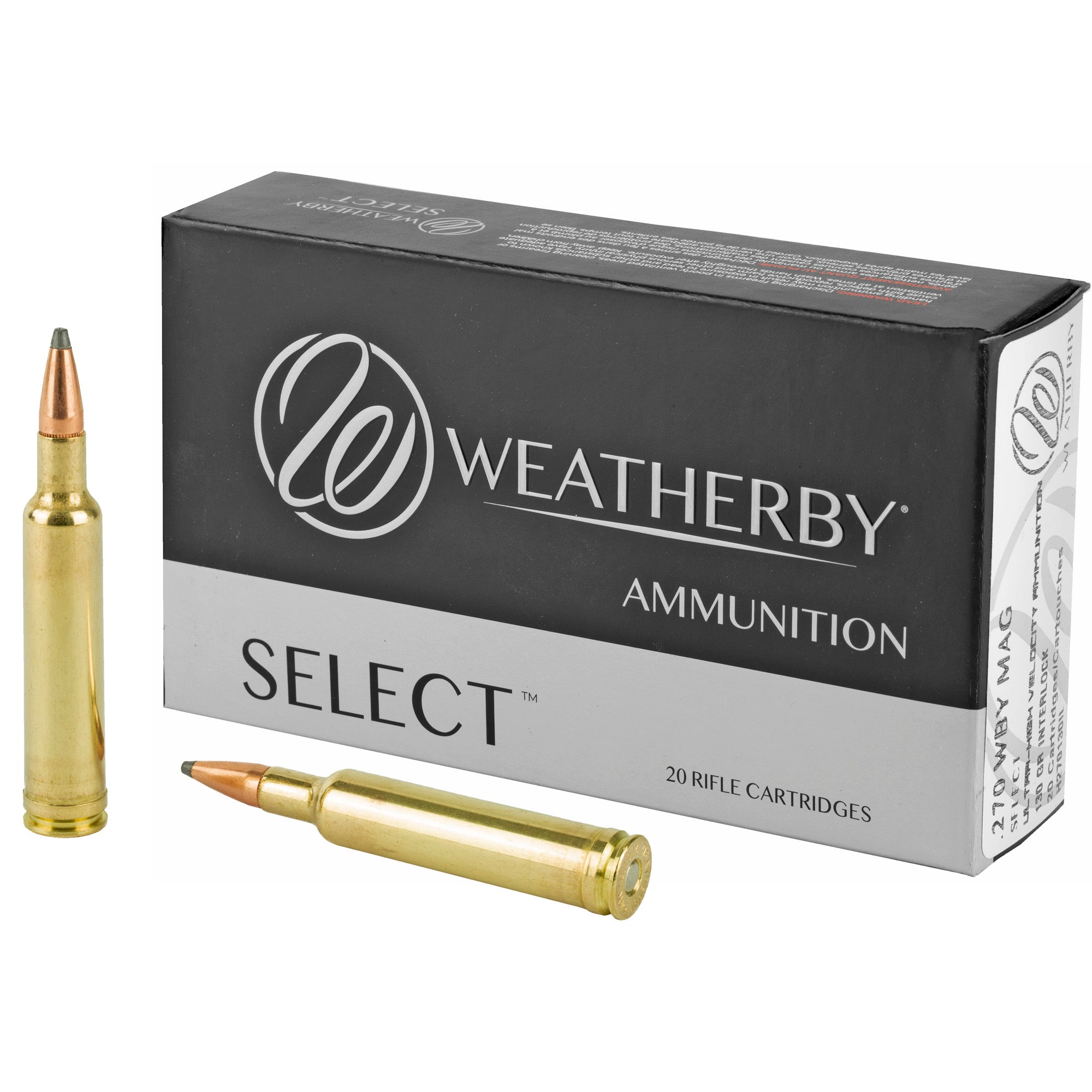 Weatherby Select Hornady Interlock 130 Grain .270 Weatherby Mag 3400 fps