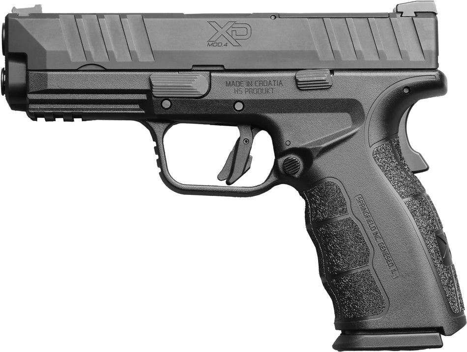 Springfield Armory XDDG9101BM4 XD MOD4 9mm Luger 16+1 4" Black Melonite Steel Barrel & Optic Ready/Serrated Slide, Black Polymer Frame w/Picatinny Rail, Textured Grip