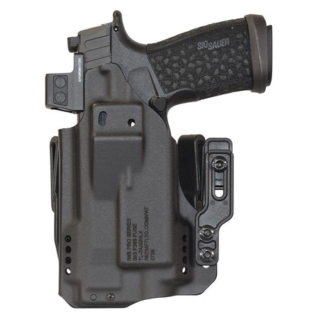 MFT Pro Holster, Ambidextrous IWB/OWB, Fits Sig P365 Fuse with TLR7, Black Kydex, Belt Clips Included