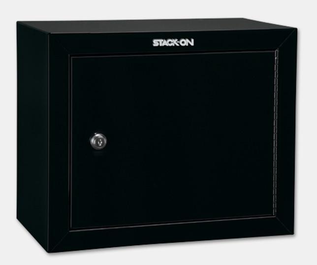 Stack-On Black Steel Handgun and Ammo Cabinet with Double-Bitted Lock