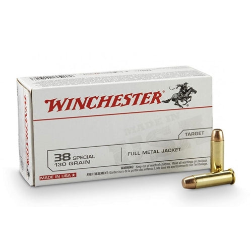 Winchester White Box USA .38 Special 130 grain Full Metal Jacket ammunition