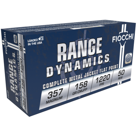 Fiocchi Range Dynamics .357 Magnum 158 grain Complete Metal Jacket Flat Point ammunition