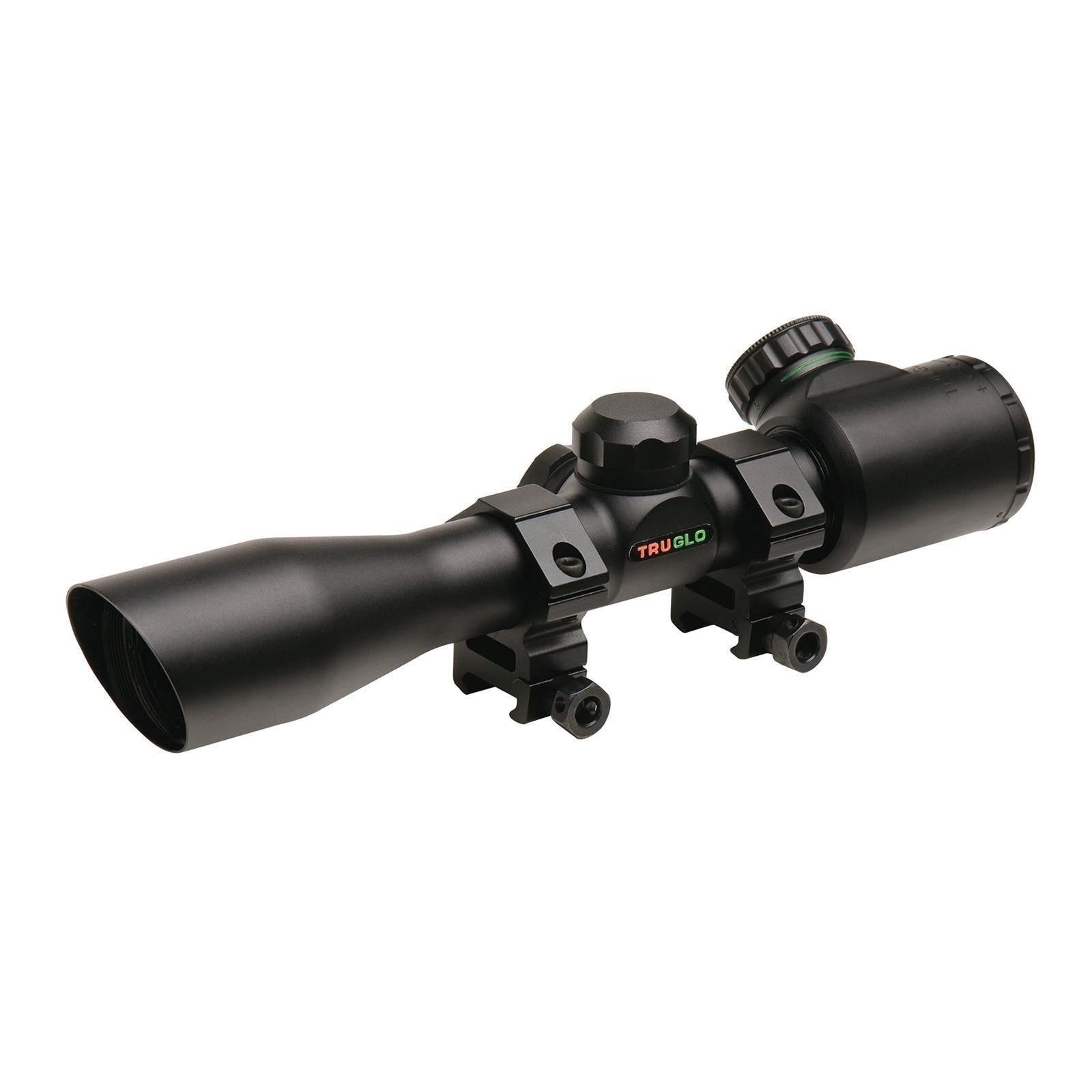 Truglo Matte Black 4x32mm Crossbow Scope with Illuminated Dual Color Reticle and Rings