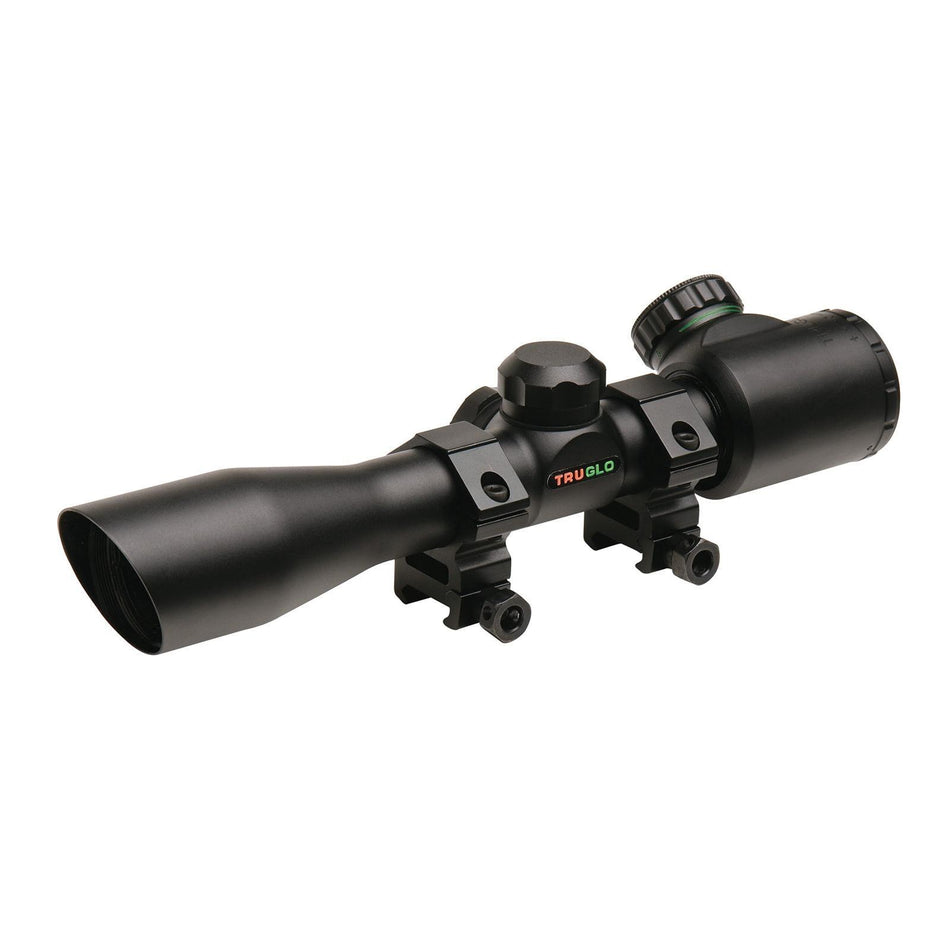 Truglo Matte Black 4x32mm Crossbow Scope with Illuminated Dual Color Reticle and Rings