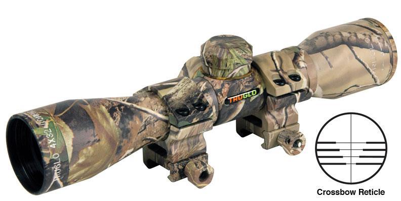 Truglo Compact 4x32mm Crossbow Scope Weaver Style Rings Camo Finish
