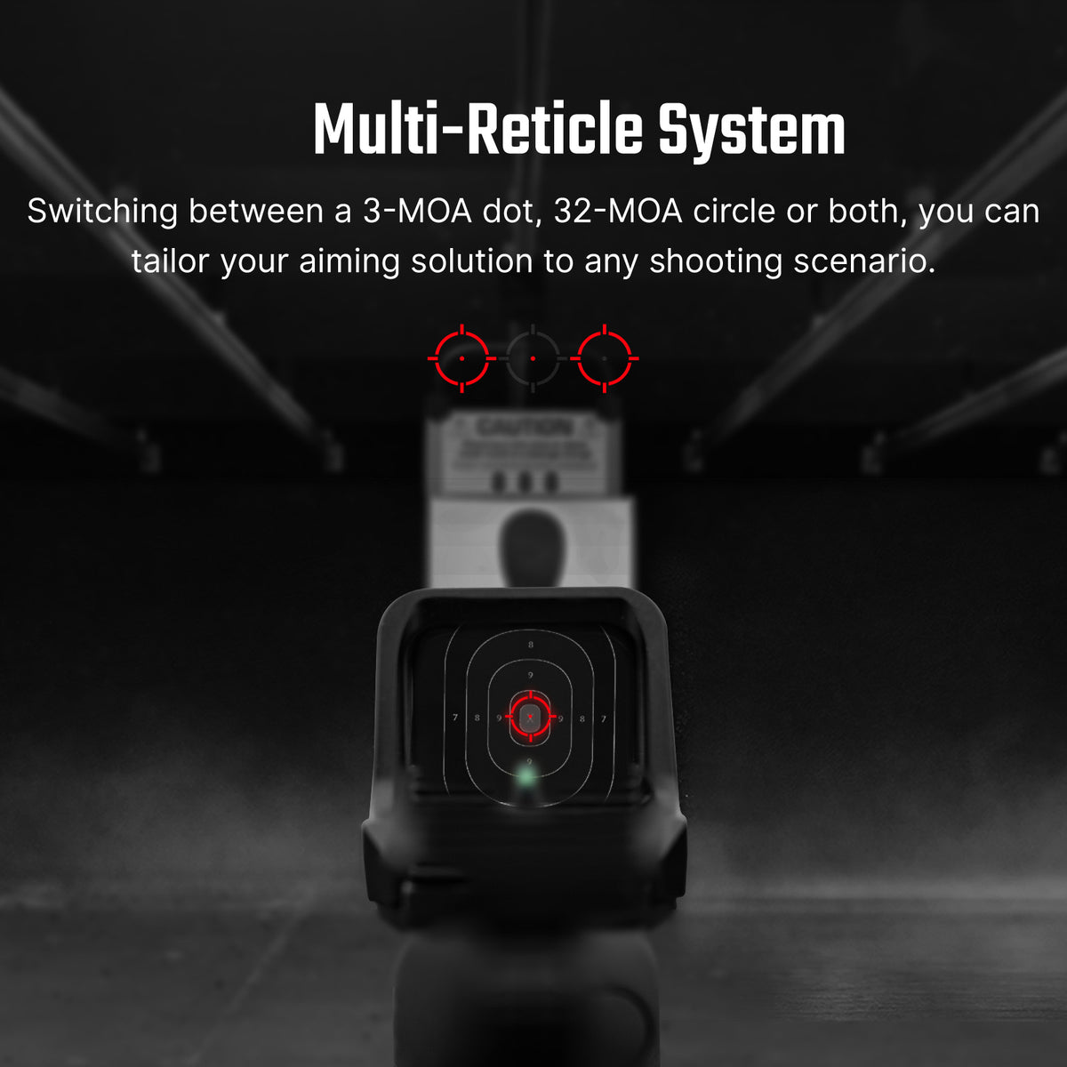 Osight C Compact Multi-Reticle System 3 MOA Dot 32 MOA Circle Red Dot Sight