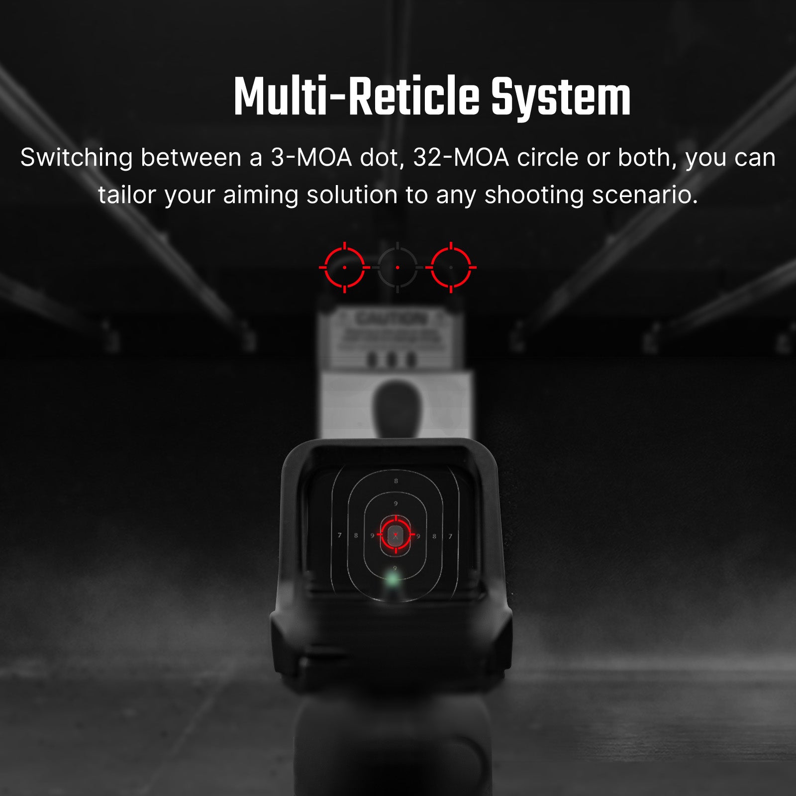 Osight C Compact Multi-Reticle System 3 MOA Dot 32 MOA Circle Red Dot Sight