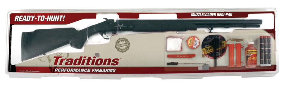 Traditions Buckstalker XT Redi-Pak .50 Cal Muzzleloader Black Blued Complete Kit