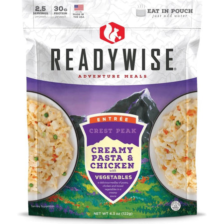 Readywise Crest Peak Creamy Pasta & Chicken Portable Meal Pouch 4.3 oz 2.5 Servings