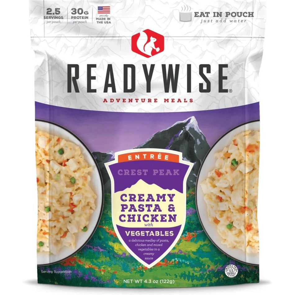 Readywise Crest Peak Creamy Pasta & Chicken Portable Meal Pouch 4.3 oz 2.5 Servings