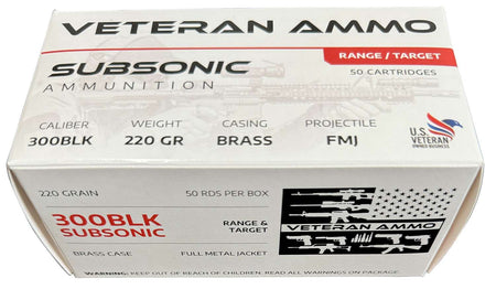 Veteran Ammo 300 Blackout  Full Metal Jacket(FMJ) 220 Grain SubSonic