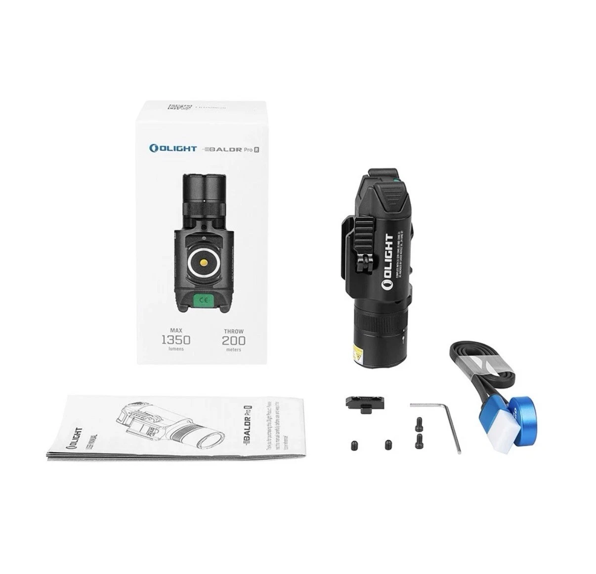 Olight Baldr S Rail Mount Pistol Light Black Anodized 800 Lumens Green Laser Sight