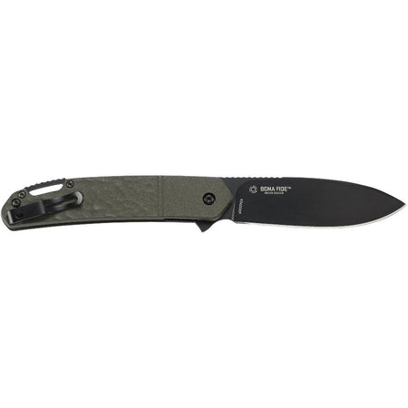 CRKT Bona Fide Flipper Folding Knife OD Green Aluminum Handle 3.5" Blade