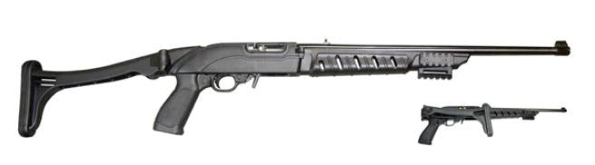 Ruger 10/22 Black Polymer Folding Stock Pistol Grip Tri-Rail and Rubber Recoil Pad