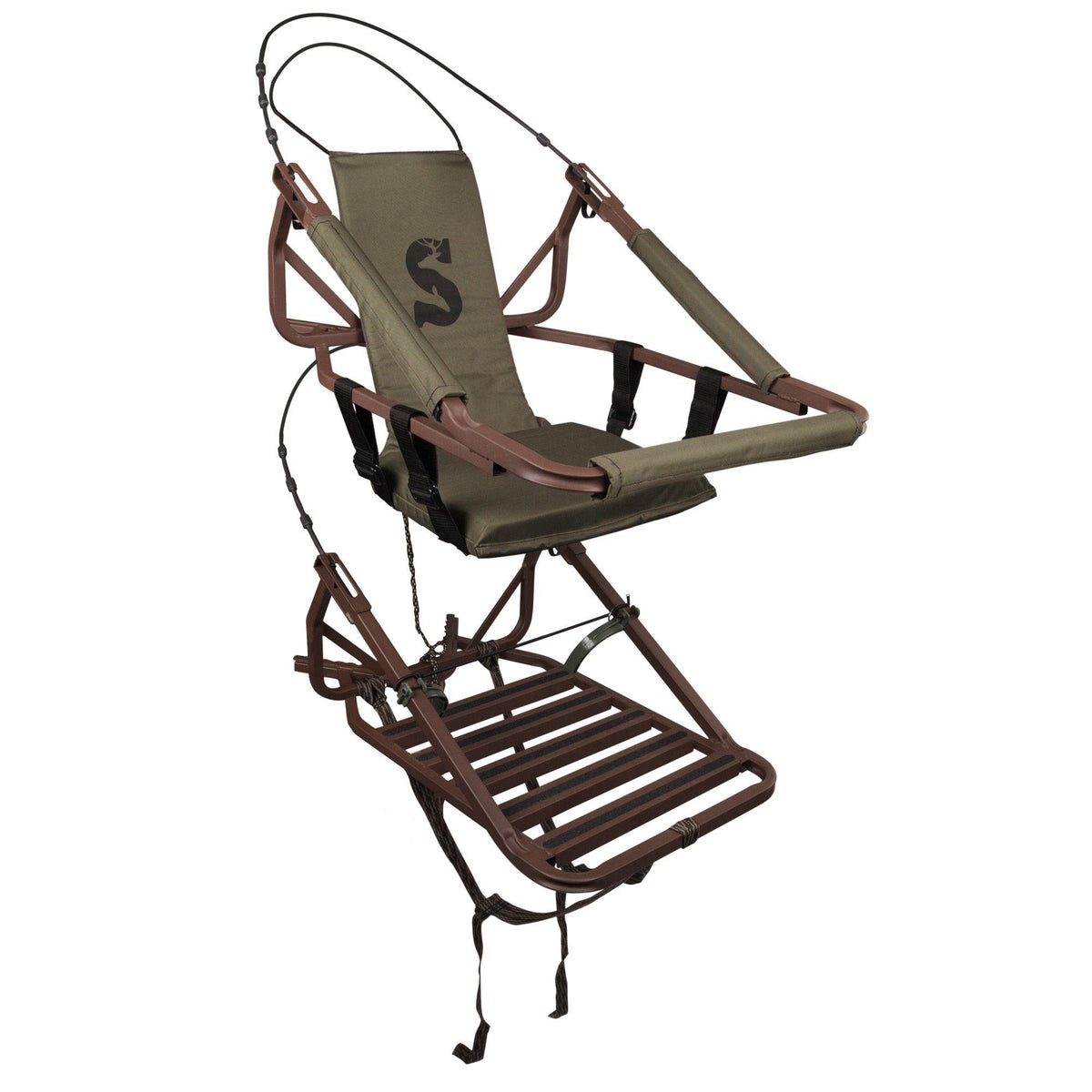 Summit Viper Steel Climbing Treestand RapidClimb Stirrups OD Green Brown