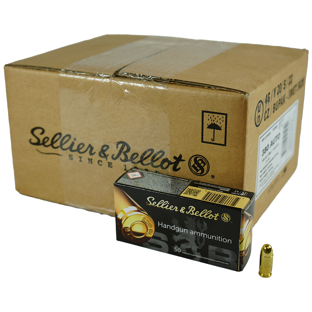Sellier and Bellot Handgun .380 ACP/Auto 92 grain Full Metal Jacket ammunition