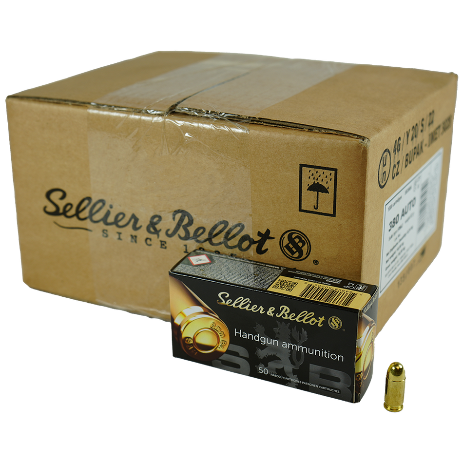 Sellier and Bellot Handgun .380 ACP/Auto 92 grain Full Metal Jacket ammunition