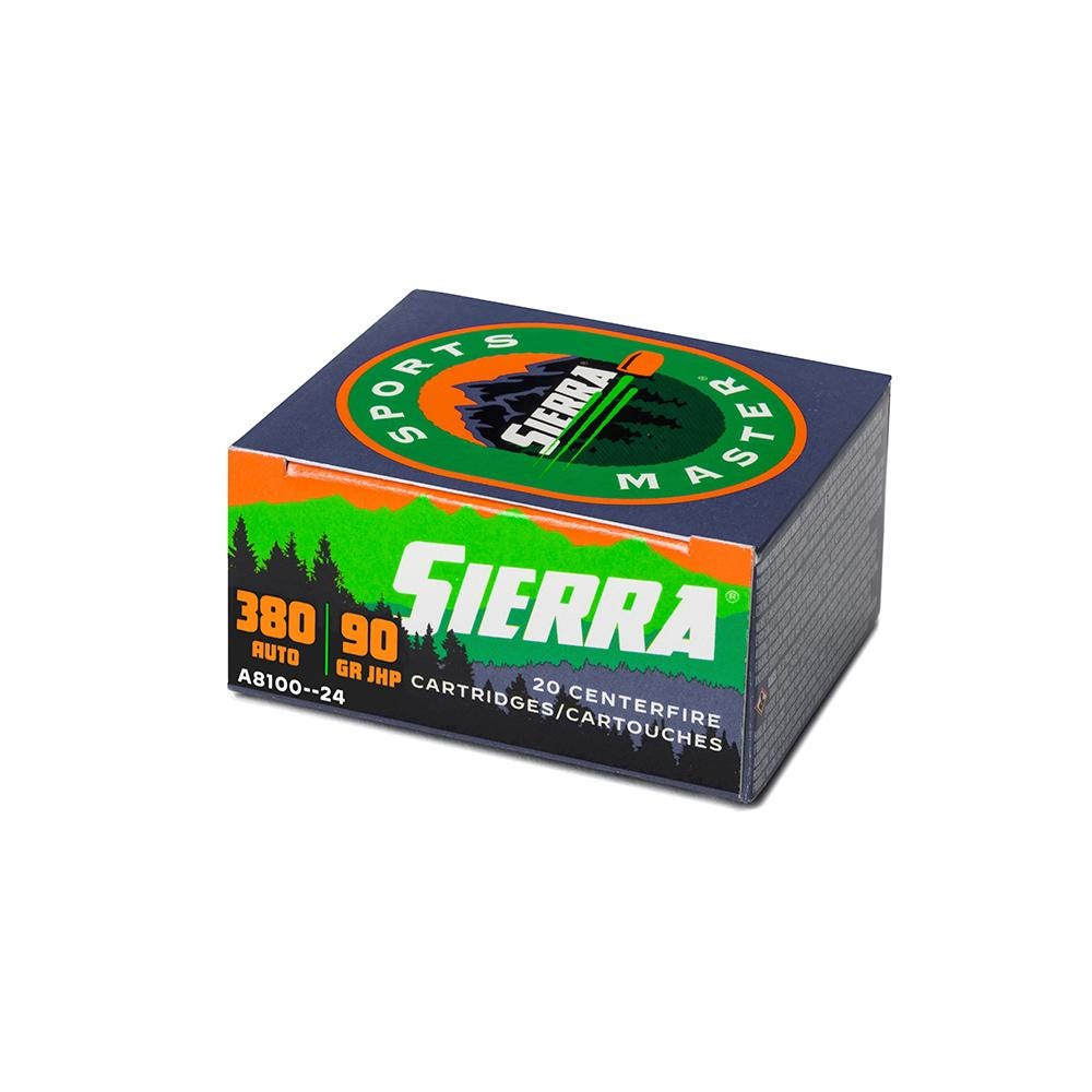 Sierra Sports Master .380 ACP/Auto 90 grain Jacketed Hollow Point ammunition