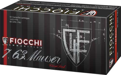 Fiocchi Heritage Full Metal Jacket 88 Grain 7.63×25mm Mauser