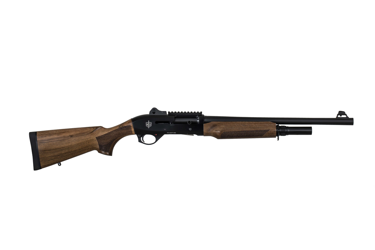 MAC 21000122 2 Tactical 12 Gauge Bolt 3" 5+1, 18.50" Black Anodized Steel Barrel, Drilled & Tapped/Picatinny Rail Black Anodized Receiver, Turkish Walnut Wood Stock