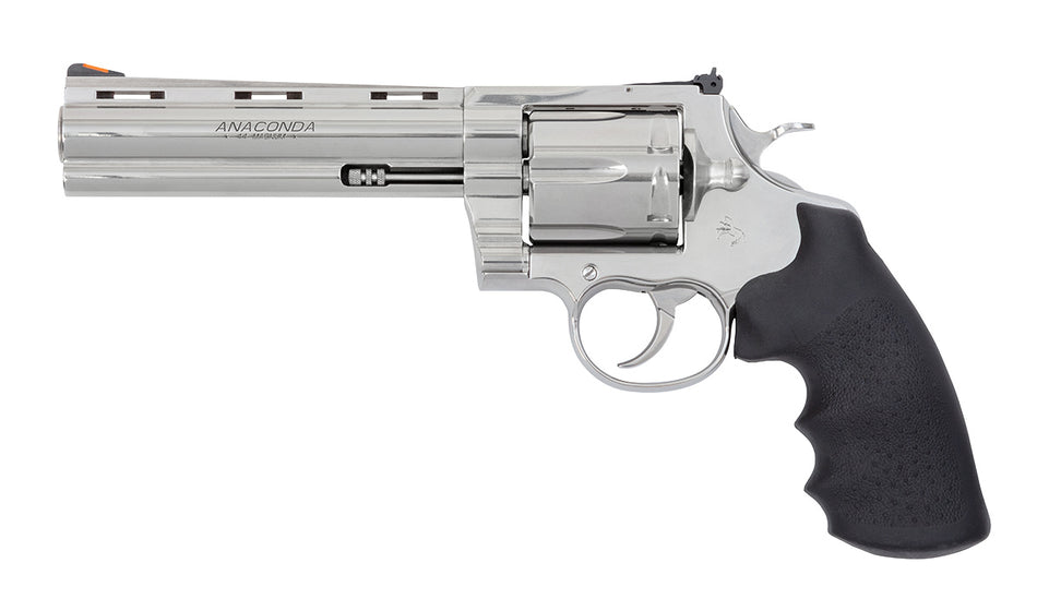 Colt Mfg ANACONDASP6RTS Anaconda 44 Mag 6 Shot 6" Stainless Recessed Target/Vent Rib Barrel, Cylinder & Frame, Black Hogue Rubber w/Finger Grooves Grip