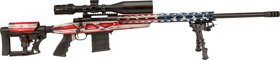 Howa HCRA73107USKMDT M1500 APC Chassis 308 Win 10+1 (3 Mags) 24" HB, American Flag Cerakote, Luth-AR MBA-4 Stock with Aluminum Chassis, 4-16x50 Scope, Bipod & 2 Grips