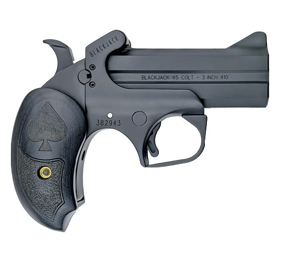 Bond Arms BABJ Black Jack 45 Colt (LC) 410 Gauge 2rd Shot 3.50" Black Black Steel Frame Black Ash Grips Features Silver Spade Above Hinge