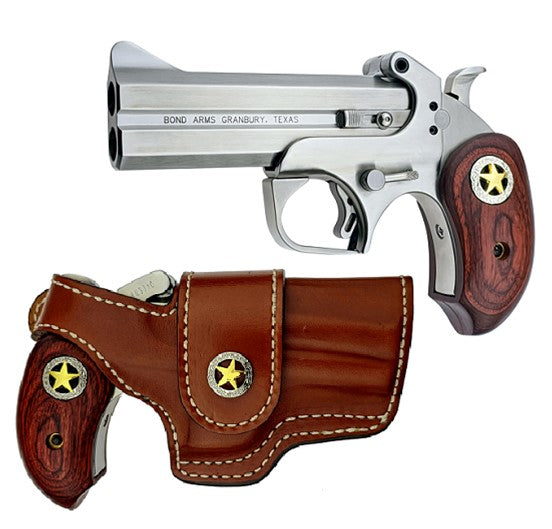 Bond Arms BARR Rustic Ranger 45 Colt (LC) 410 Gauge 2rd Shot 4.25" Matte Stainless Stainless Stainless Steel Frame Rosewood w/Integrated Star Grips