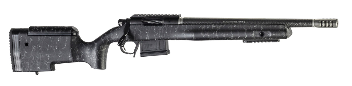 Christensen Arms CA10271488481 BA Tactical Long Range 308 Win 4+1 16" Carbon Fiber Barrel, Black Nitride Finish, Black with Gray Webbing Stock