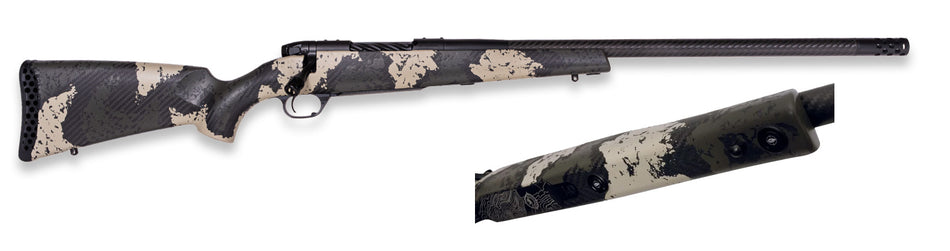 Weatherby MGS01N7MMBR2B Mark V Backcountry Guide 7mm BC BSF Carbon Graphite Black Cerakote/Peak 44 Blacktooth Exposed Carbon Fiber w/ Olive Green/Backpack Sponge Stock