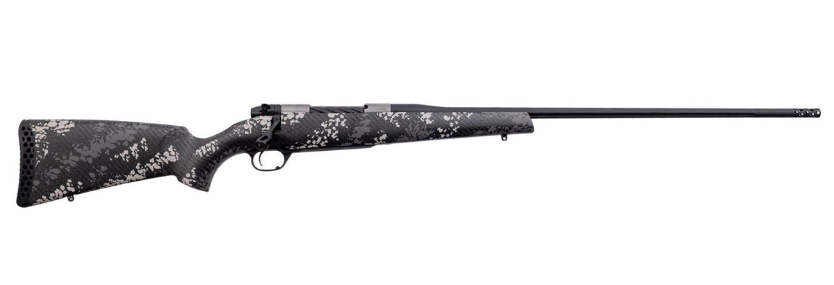 Weatherby MBT20N65CMR4B Mark V Backcountry 2.0 Ti 6.5 Creedmoor 4+1 22" Barrel, Graphite Black Cerakote Metal Finish, Black with Gray/White Sponge Accents Peak 44 Blacktooth Carbon Fiber Stock