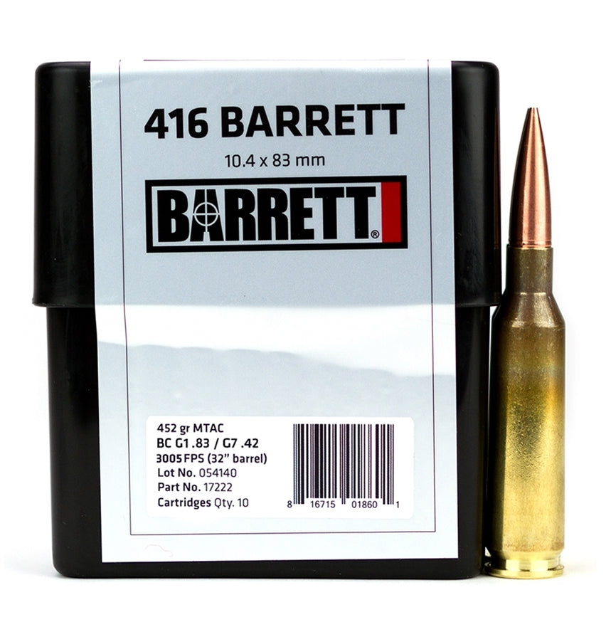 Barrett Firearms Match Grade .416 Barrett 452 grain MTAC ammunition