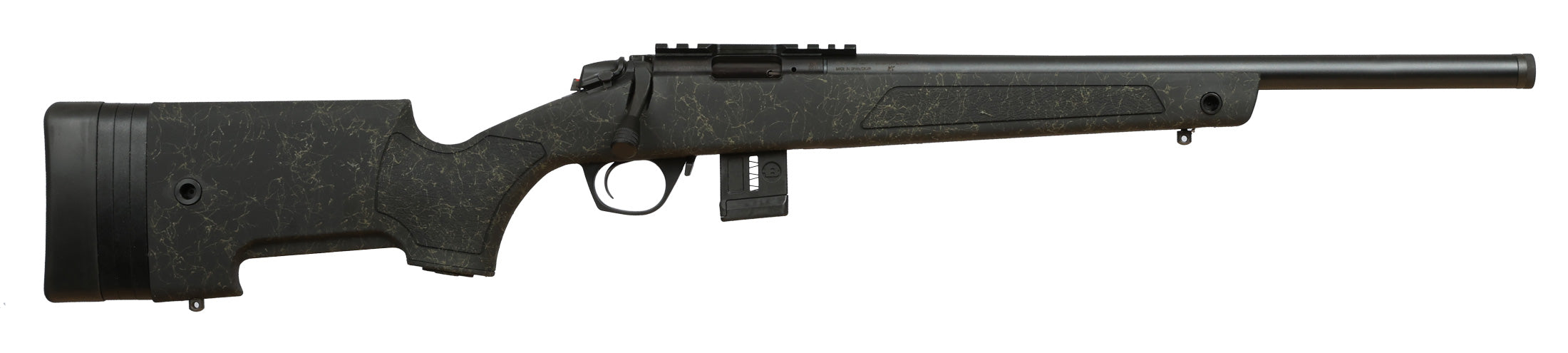 Bergara Rifles BMR009 BMR-X 22 WMR 10+1 18" Blued Heavy Threaded Barrel, Blued Picatinny Rail Receiver, Adj LOP Green w/Black Webbing Synthetic Stock