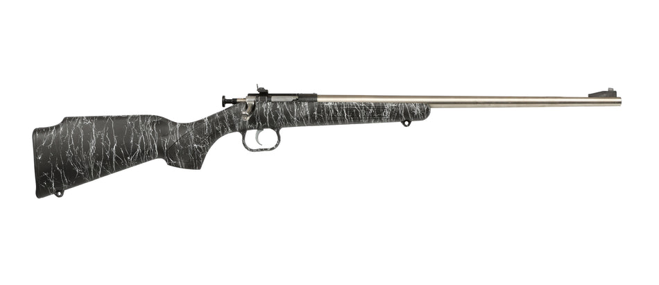 Crickett KSA2444 Gen2 Youth 22 LR 1rd 16.13" Stainless Single Shot Barrel, Stainless Steel Receiver, Black w/White Webbing Fixed Synthetic Stock