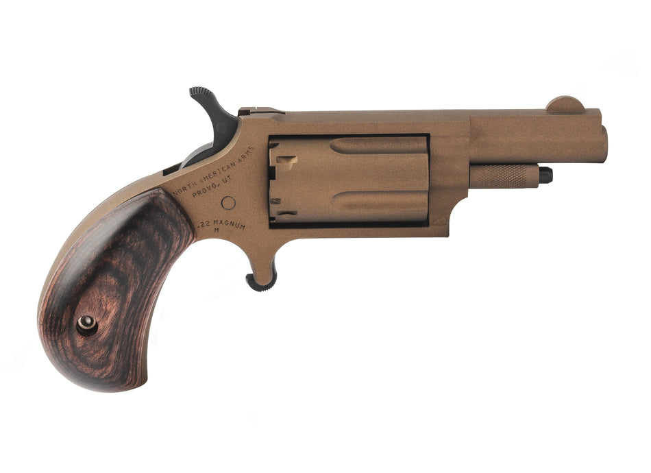 North American Arms 22MBB Bootlegger 22 Mag 5 Shot 1.63" Burnt Bronze Narrel, Cylinder & Steel Frame, Dark Walnut Birds Head Grip, Exposed Hammer