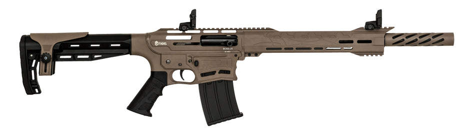 Citadel CBOSS2512FDE Boss25 12 Gauge Semi-Auto 3" 5+1 18.75" Black Steel Threaded Barrel, Flat Dark Earth Picatinny Rail Aluminum Receiver, Picatinny Handguards, Black Adj Cheek Riser Synthetic Stock